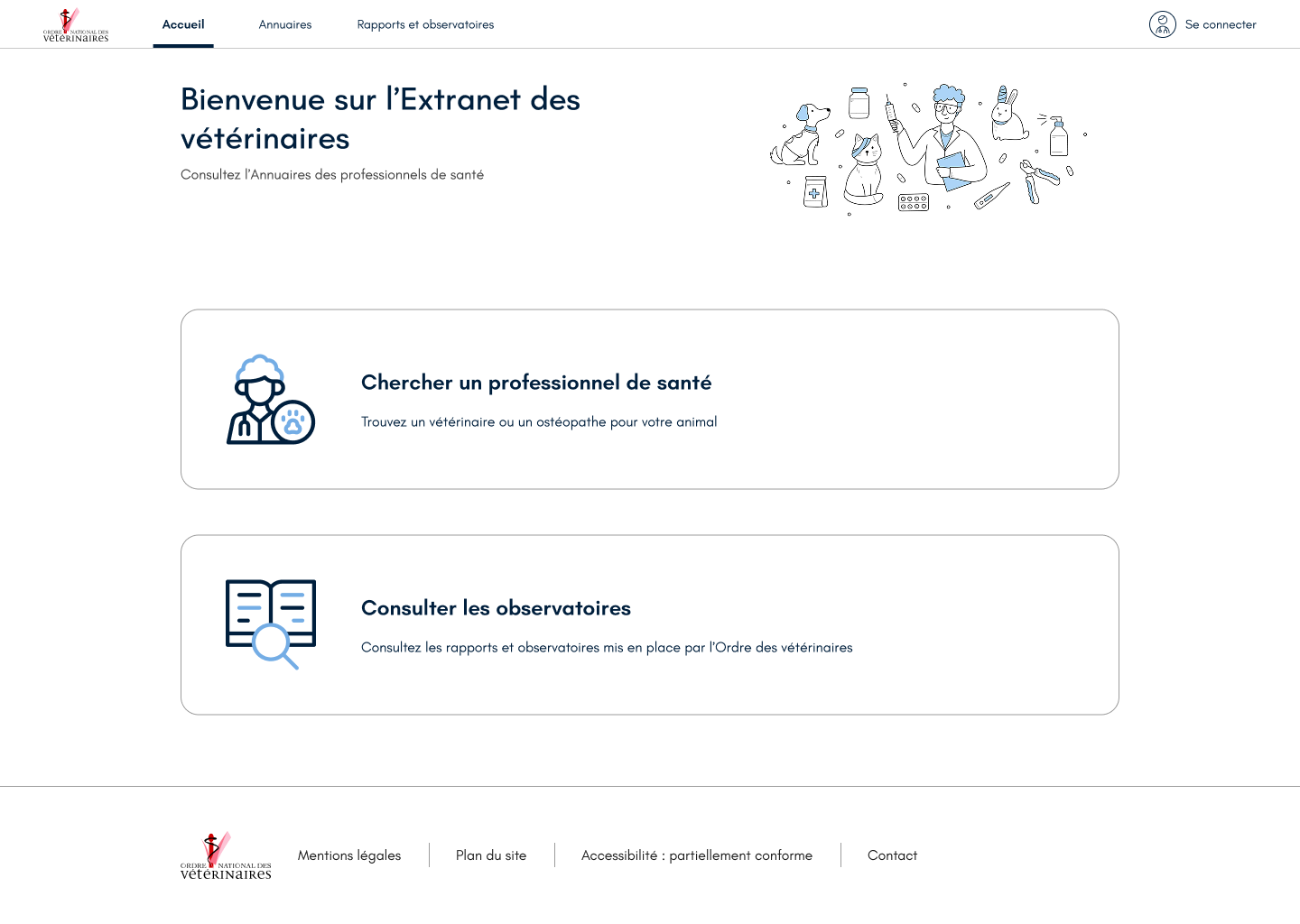 Refonte Extranet véto — page d'accueil